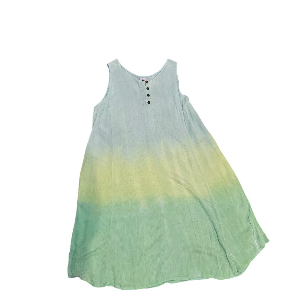 Lost river clothing co dip dye ombre tank swing dress green womens large pockets